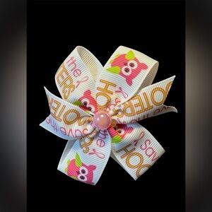 Owl Save The Hooters Pink And White Hair Barrette New